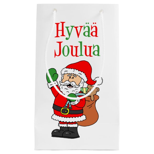 Hyvaa Joulua Finnish Christmas Santa Small Gift Bag (Front)