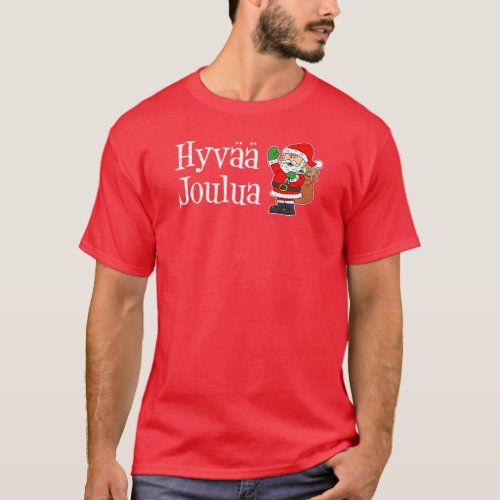 Hyvaa Joulua Finnish Christmas Santa T_Shirt