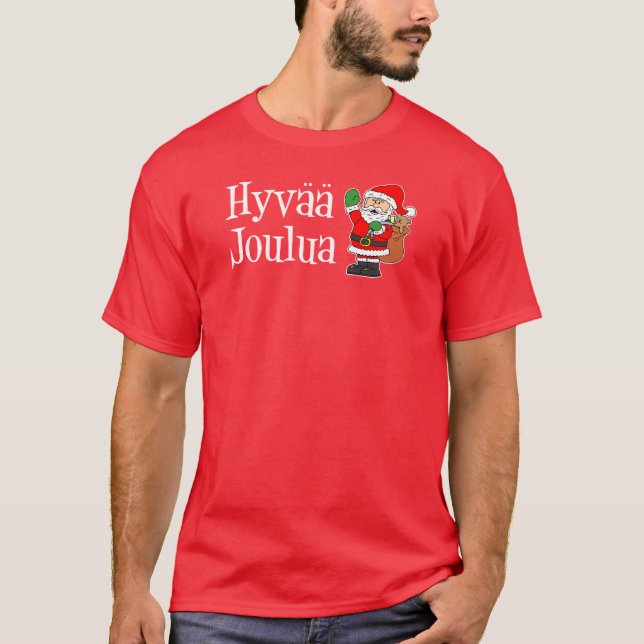 Hyvaa Joulua Finnish Christmas Santa T-Shirt (Front)