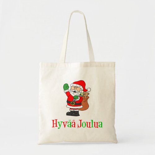 Hyvaa Joulua Finnish Christmas Santa Tote Bag