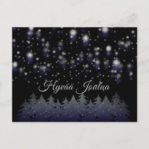 Hyv Joulua Finnish Christmas Starry Night Snow Holiday Postcard