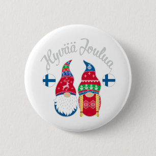Hyvaa joulua finnish merry christmas finland tontt button