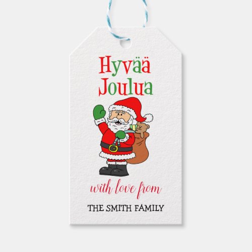Hyvaa Joulua Finnish Santa Personalized Family Gift Tags