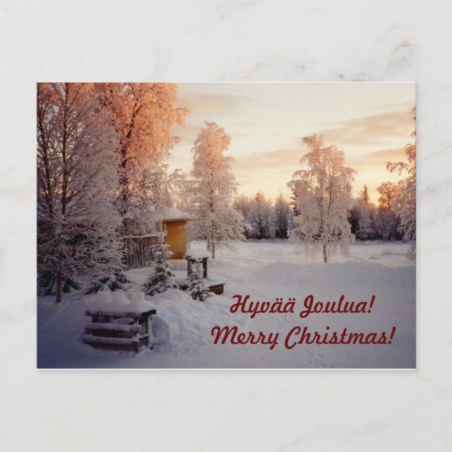 Hyvää Joulua! Merry Christmas! Holiday Postcard (Front)