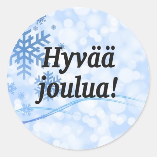 Hyv joulua Merry Christmas in Finnish bf Classic Round Sticker