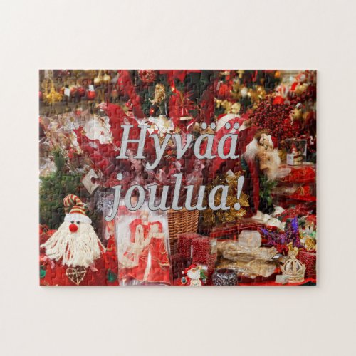 Hyv joulua Merry Christmas in Finnish wf Jigsaw Puzzle