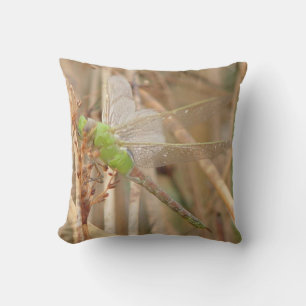 I1 Green Dragonfly Throw Pillow