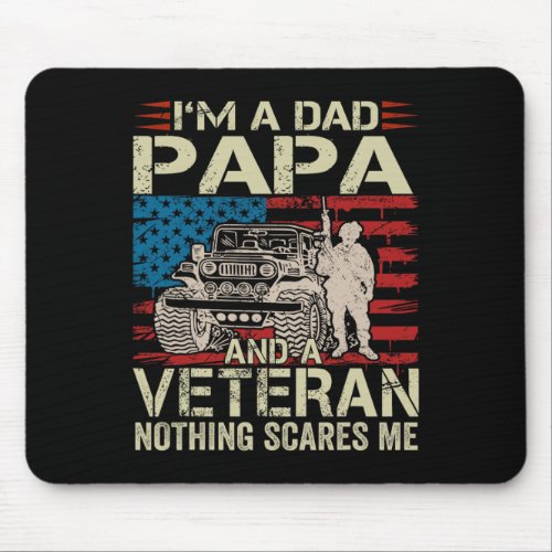 I39m A Dad Papa And Veteran Fathers Day Retro Vint Mouse Pad