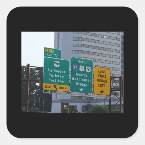 I95 highway sign for the George Washington Bridge Square Sticker