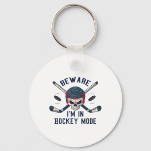 I'm In Hockey Mode - Hockey Player Skull Keychain