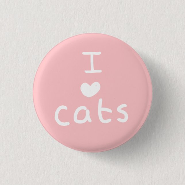 i <3 cats badge pinback button (Front)