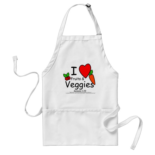 I <3 Fruits & Veggies Adult Apron (Front)
