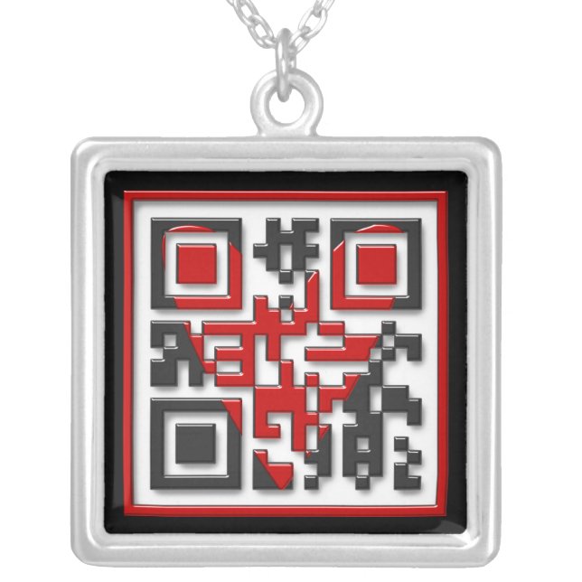 I <3 Geeks Silver Plated Necklace (Front)