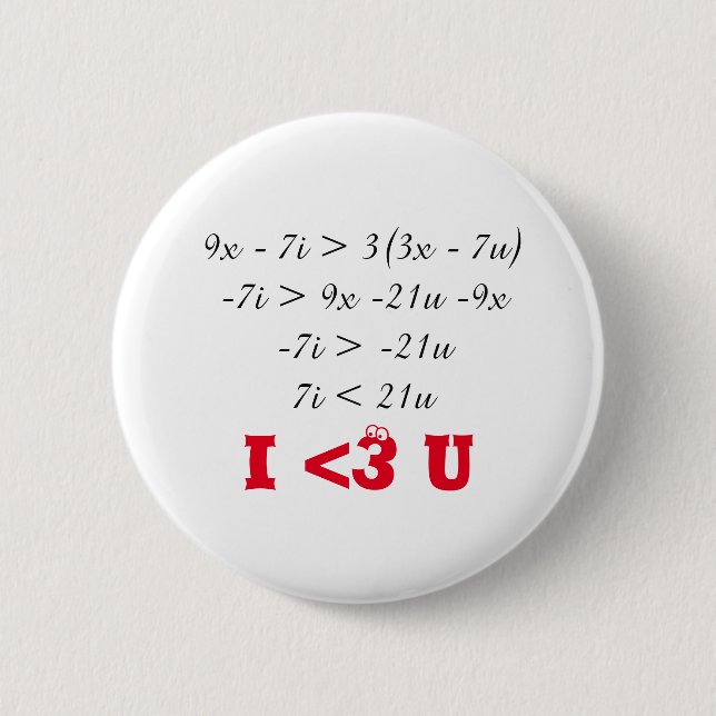 I <3 Math. I <3 U Button (Front)