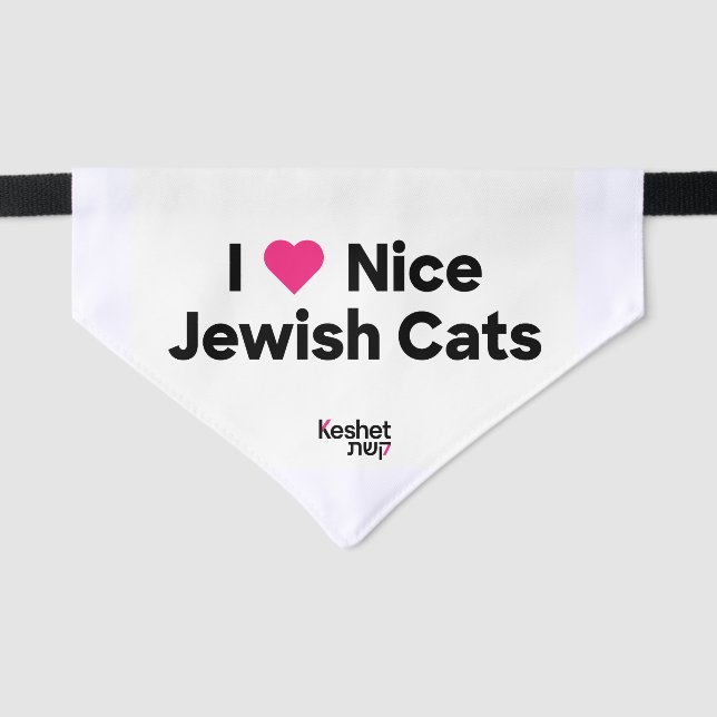 I <3 Nice Jewish Cats Pet Bandana Collar (Front)