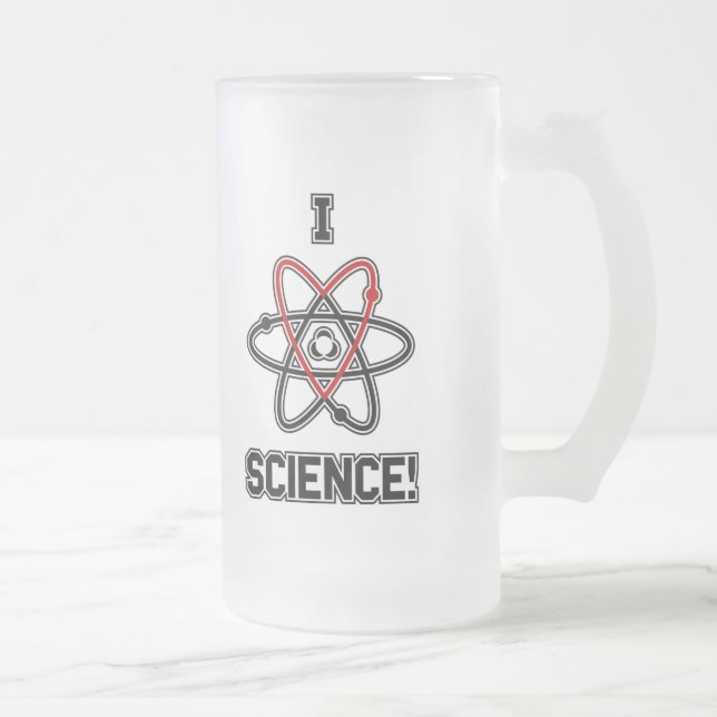 I <3 Science! Frosted Glass Beer Mug (Right)
