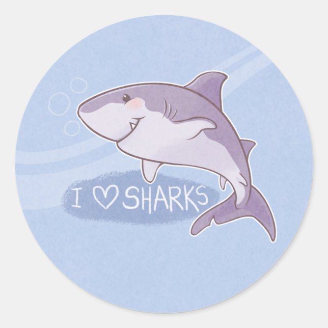 I <3 Sharks: Great White Classic Round Sticker (Front)
