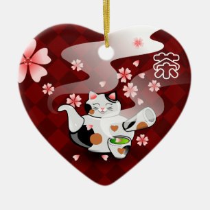 I <3 Tea Maneki Neko Sakura ornament