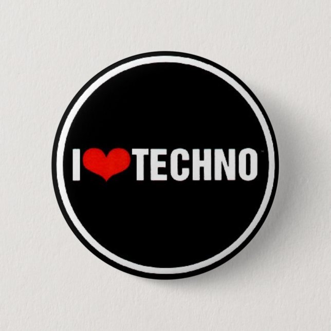 I <3 Techno Pinback Button (Front)