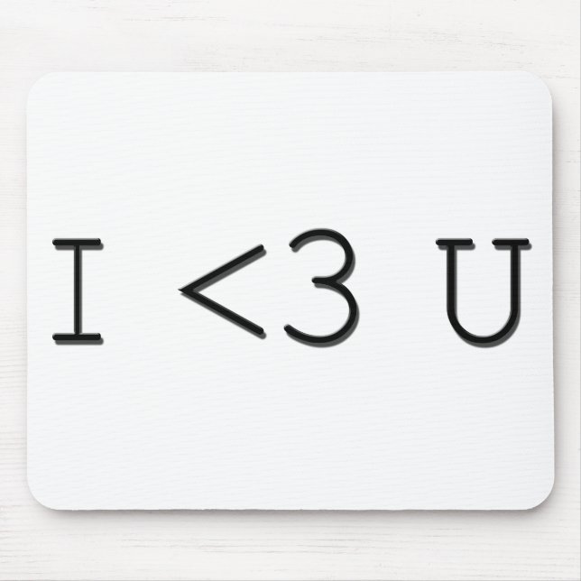 I <3 U Emoticon I Heart You Mouse Pad (Front)