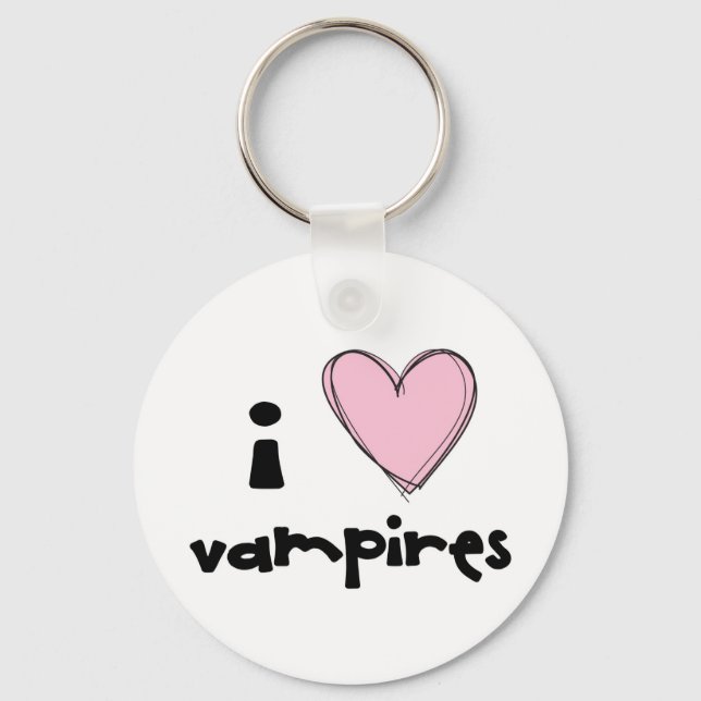 I <3 Vampires - pink keychain (Front)