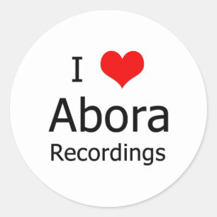 I ♥ Abora Recordings Round Sticker (6 Large White)