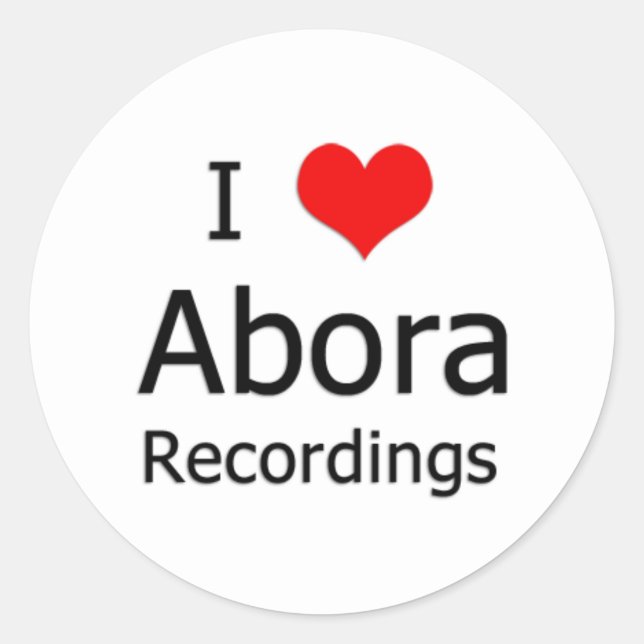 I ♥ Abora Recordings Round Sticker (Small White) (Front)
