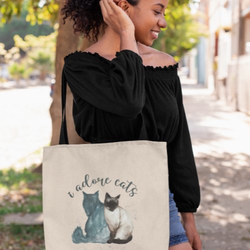 I ADORE CATS  Feline Lover Quote Budget Tote Bag