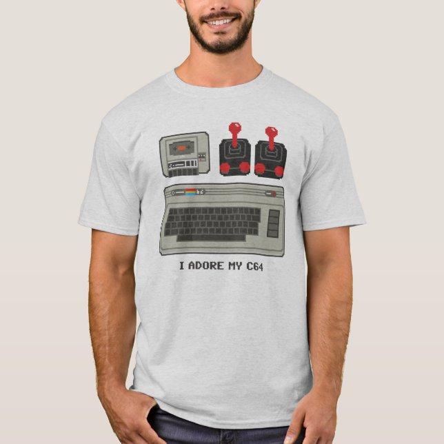 I adore my C64! 8bit T-Shirt Commodore 64 (Front)
