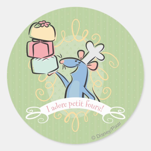 I adore petit fours! classic round sticker (Front)