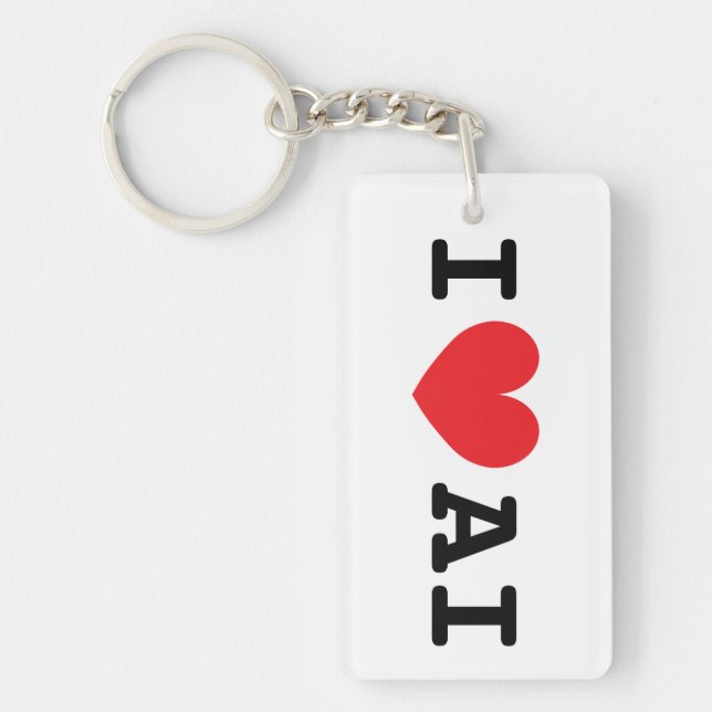 I ❤ AI (Artificial Intelligence) keychain (Front)