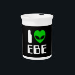 I Alien Heart EBE Drink Pitcher<br><div class="desc">Extraterrestrial Biological Entity Love.

Globe Trotters specialises in idiosyncratic imagery from around the globe. Here you will find unique Greeting Cards,  Postcards,  Posters,  Mousepads and more.</div>