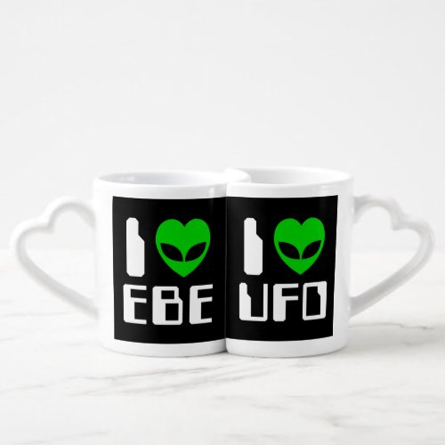 I Alien Heart EBE  UFO Coffee Mug Set