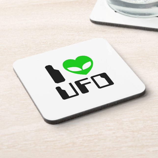 I Alien Heart UFO Beverage Coaster (Left Side)