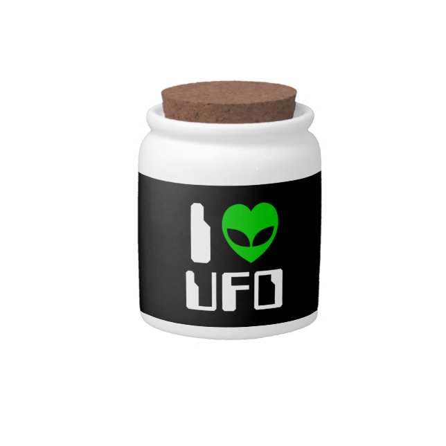 I Alien Heart UFO Candy Jar (Front)