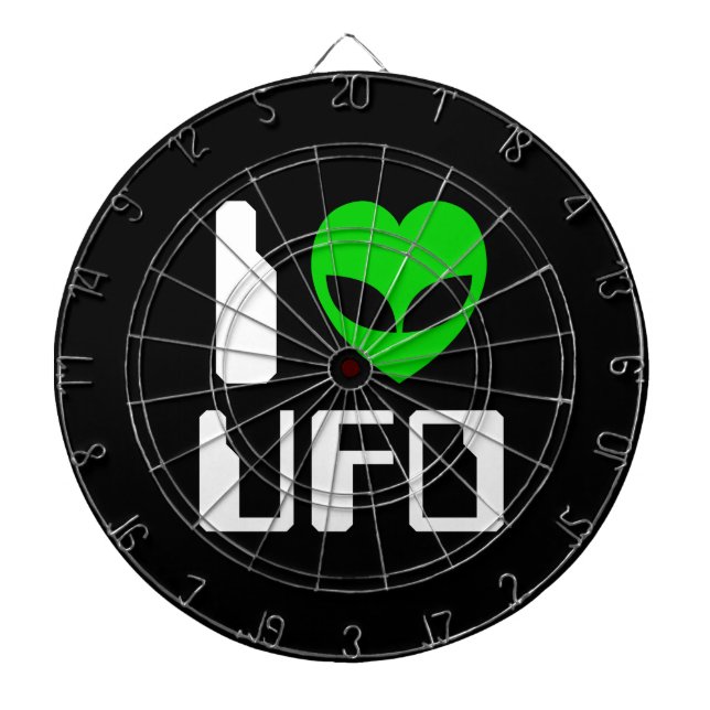 I Alien Heart UFO Dartboard With Darts (Front)