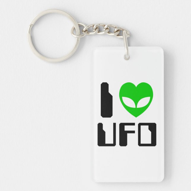 I Alien Heart UFO Keychain (Front)