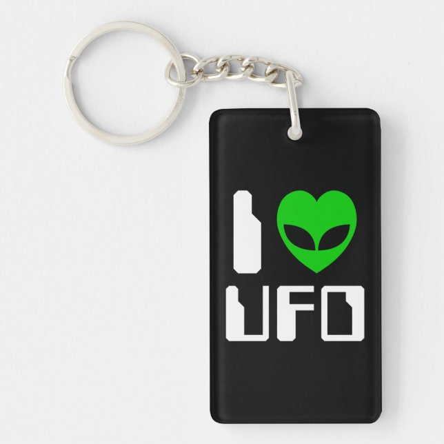 I Alien Heart UFO Keychain (Front)