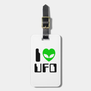 I Alien Heart UFO Luggage Tag