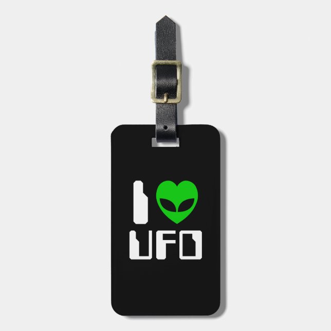 I Alien Heart UFO Luggage Tag (Front Vertical)