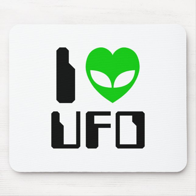 I Alien Heart UFO Mouse Pad (Front)