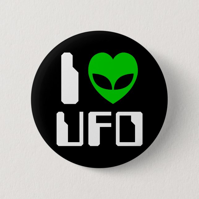 I Alien Heart UFO Pinback Button (Front)