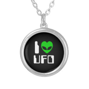 I Alien Heart UFO Silver Plated Necklace