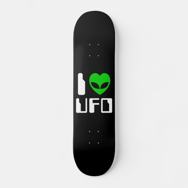 I Alien Heart UFO Skateboard Deck (Front)