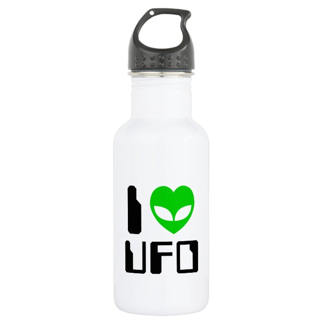 I Alien Heart UFO Stainless Steel Water Bottle (Front)