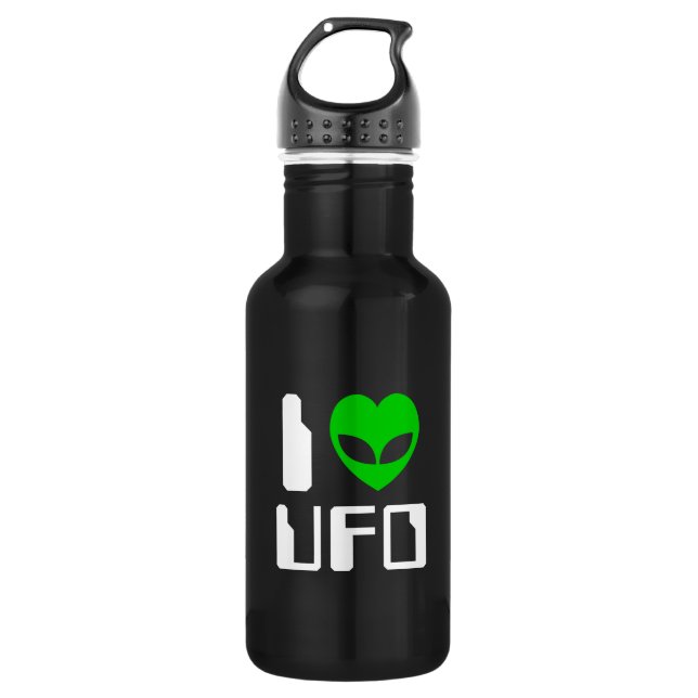 I Alien Heart UFO Stainless Steel Water Bottle (Front)