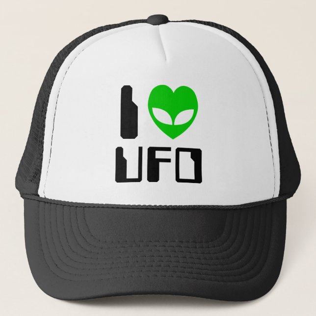 I Alien Heart UFO Trucker Hat (Front)