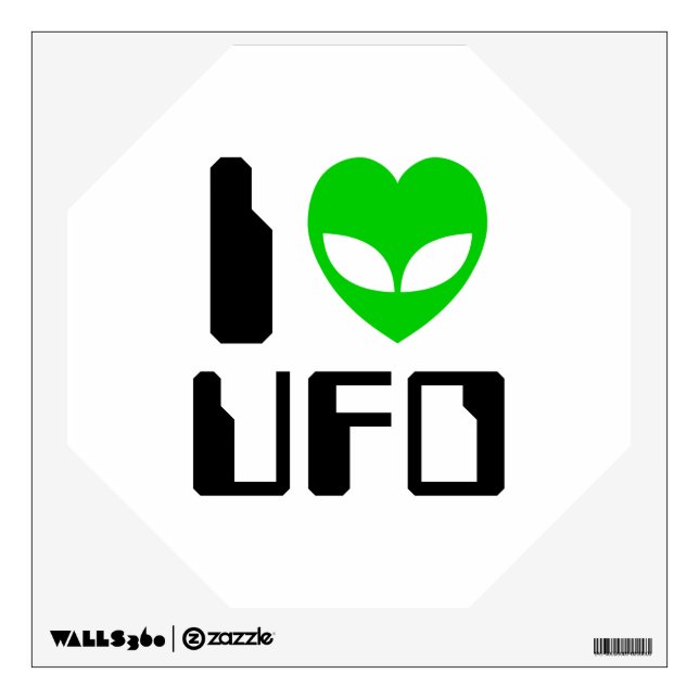 I Alien Heart UFO Wall Sticker (Front)
