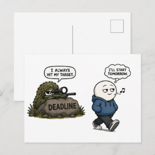 I Always Hit My Target – Funny Procrastination Postcard