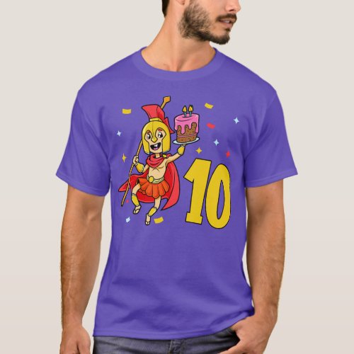 I am 10 with Spartan kids birthday 10 years old T_Shirt
